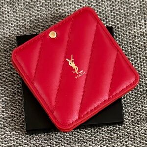 Yves Saint Laurent Beauty Square Compact Pocket Mirror Dark Red Burgundy New